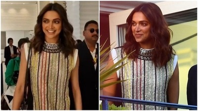 Deepika Padukone attends Cannes Film Festival jury dinner in sleeveless Louis Vuitton mini dress and boots (Instagram,Reuters) Deepika Padukone attends Cannes Film Festival jury dinner in sleeveless Louis Vuitton mini dress and boots (Instagram,Reuters)