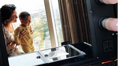 Dia Mirza takes son Avyaan along on film shoot. Dia Mirza takes son Avyaan along on film shoot.