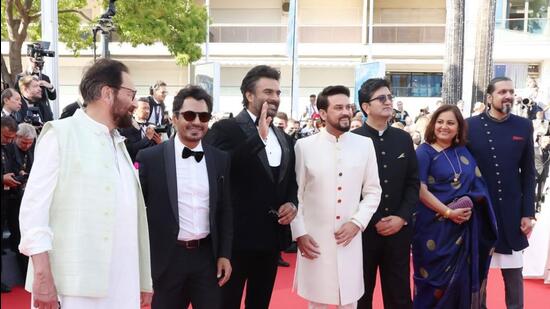 Indian delegation led by Union Minister of Information & Broadcasting Anurag Thakur at Cannes Film Festival 2022.