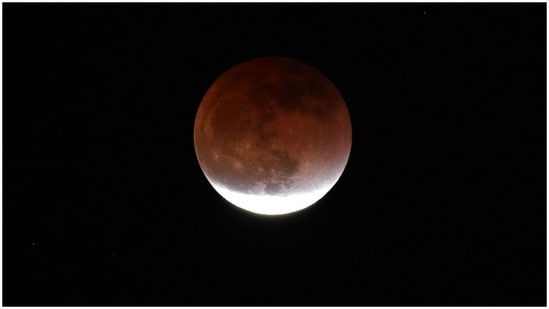 The moon is referred to as the blood moon due to the reddish colour. It is because of the red wavelengths of the sun filtering through the earth’s atmosphere.(AFP)