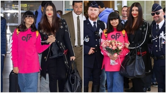 Aishwarya Rai Bachchan, Abhishek Bachchan and Aaradhya Bachchan at Cannes.