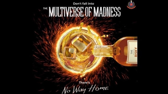 The Delhi Police used the latest Marvel film Doctor Strange in the Multiverse of Madness to warn against drunk driving. (@DelhiPolice/Twitter) The Delhi Police used the latest Marvel film Doctor Strange in the Multiverse of Madness to warn against drunk driving. (@DelhiPolice/Twitter)