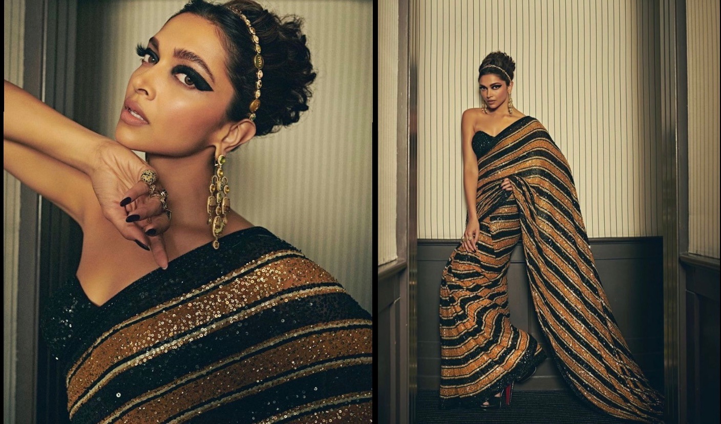 Deepika Padukone stuns in a shimmery saree in her second look for ...