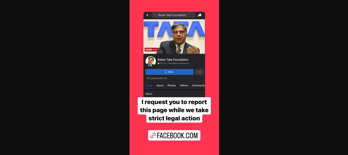 The Instagram Stories slide by Ratan Tata about a fraudulent Facebook page.(Instagram/@ratantata)