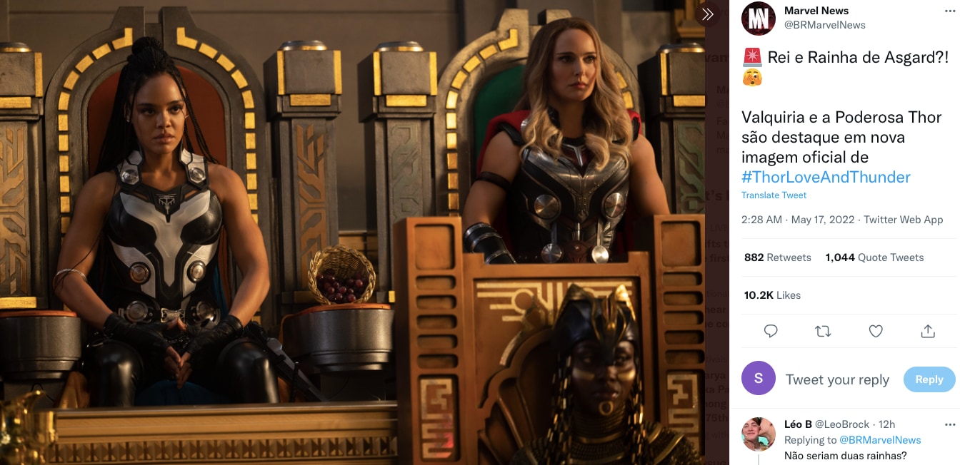 Tessa Thompson and Natalie Portman&nbsp;in the new&nbsp;Thor: Love and Thunder photo.