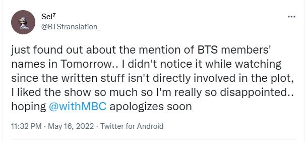 BTS fans tweeted.