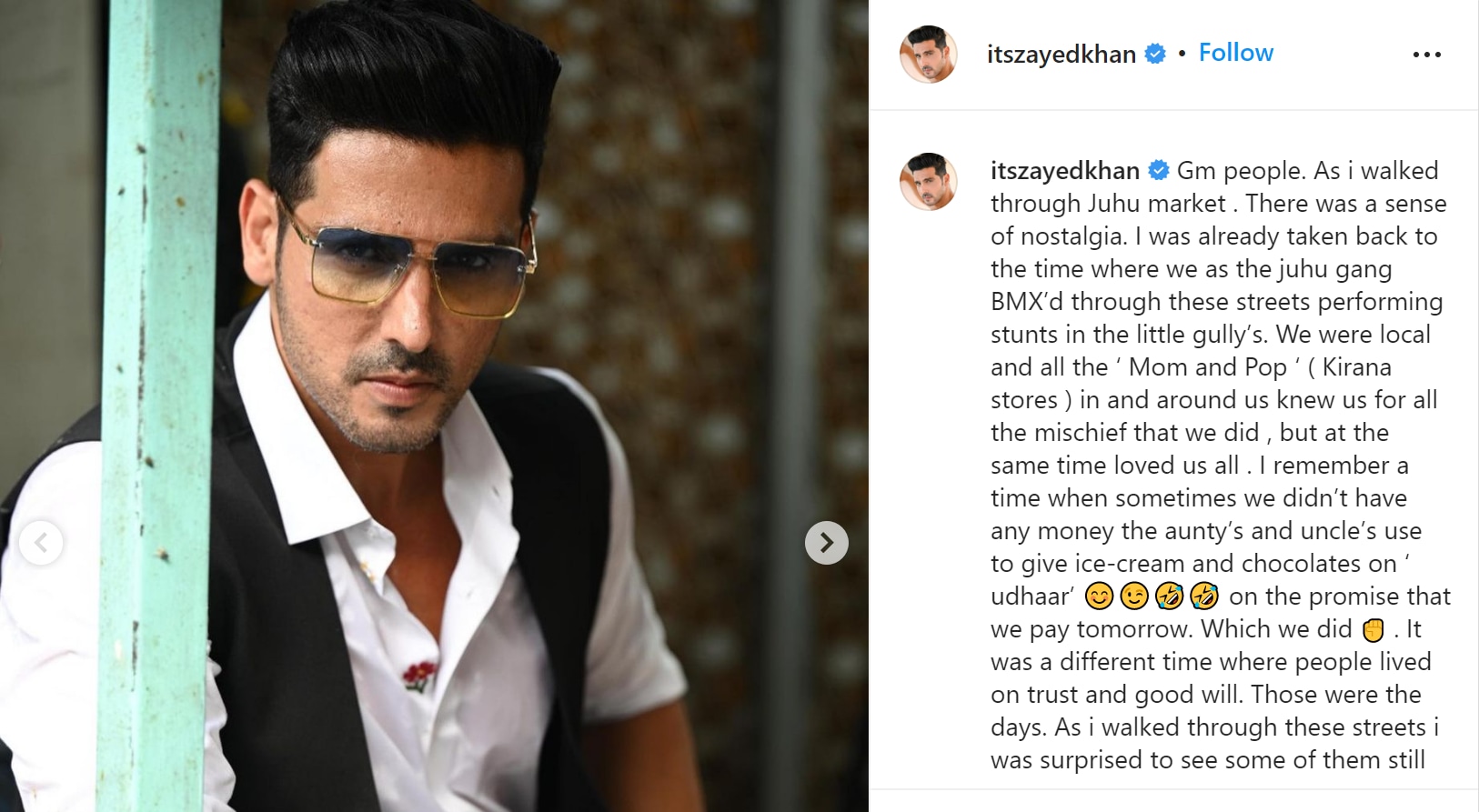 Zayed Khan's post on Instagram