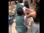 The video of students punching each other, pulling each other's hair has now gone viral on social media. 