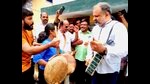 AG Perarivalan, a convict in the Rajiv Gandhi assassination case, plays a musical instrument to celebrate the SC judgment at his house in Jolarpet, Tirupattur district of Tamil Nadu on Wednesday. (PTI) AG Perarivalan, a convict in the Rajiv Gandhi assassination case, plays a musical instrument to celebrate the SC judgment at his house in Jolarpet, Tirupattur district of Tamil Nadu on Wednesday. (PTI)