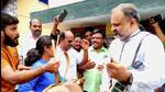 AG Perarivalan, a convict in the Rajiv Gandhi assassination case, plays a musical instrument to celebrate the SC verdict outside his house in Jolarpet, Tirupattur district of Tamil Nadu, on Wednesday. (PTI) AG Perarivalan, a convict in the Rajiv Gandhi assassination case, plays a musical instrument to celebrate the SC verdict outside his house in Jolarpet, Tirupattur district of Tamil Nadu, on Wednesday. (PTI)