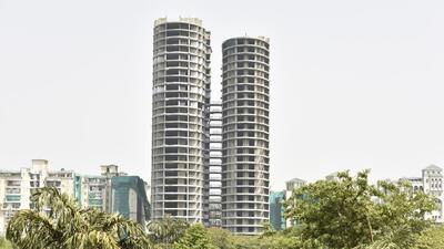 Noida, India-May 14, 2022: A view of Supertech Twin Tower, at Sector 93A, in Noida, India, on Saturday, May 14, 2022. (Photo by Sunil Ghosh / Hindustan Times) (Hindustan Times) Noida, India-May 14, 2022: A view of Supertech Twin Tower, at Sector 93A, in Noida, India, on Saturday, May 14, 2022. (Photo by Sunil Ghosh / Hindustan Times) (Hindustan Times)