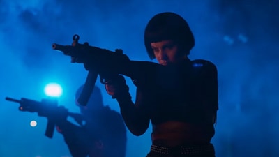 Kangana Ranaut in a still from the title song of her upcoming film Dhaakad. Kangana Ranaut in a still from the title song of her upcoming film Dhaakad.