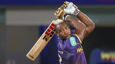 Andre Russell of Kolkata Knight Riders plays a shot (PTI) Andre Russell of Kolkata Knight Riders plays a shot (PTI)