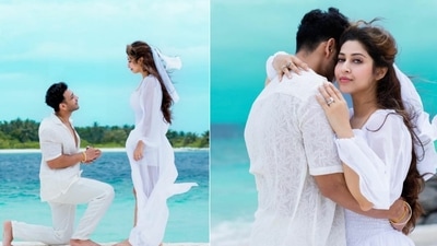 Sonarika Bhadoria with fiance Vikas Parashar. Sonarika Bhadoria with fiance Vikas Parashar.