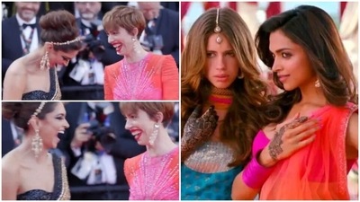 Deepika Padukone with Rebecca Hall at Cannes Film Festival and with Kalki Koechlin in their film Yeh Jawaani Hai Deewani. Deepika Padukone with Rebecca Hall at Cannes Film Festival and with Kalki Koechlin in their film Yeh Jawaani Hai Deewani.