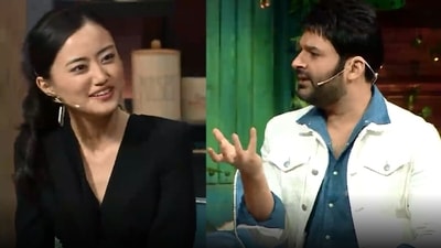 Kapil Sharma explains a brinjal dish to Andrea Kevichüsa on The Kapil Sharma Show. Kapil Sharma explains a brinjal dish to Andrea Kevichüsa on The Kapil Sharma Show. 
