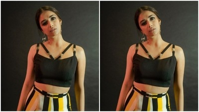 Styled by fashion stylist Archa Mehta, Keerthy wore her tresses into a ponytail with a middle part. (Instagram/@keerthysureshofficial)