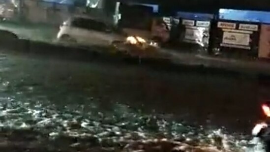 Vehicles manoeuvred through the inundated streets of the metropolitan city while residents said one rain in Bengaluru turns the roads into a river. (Source: Vikas Bhusan/Twitter)