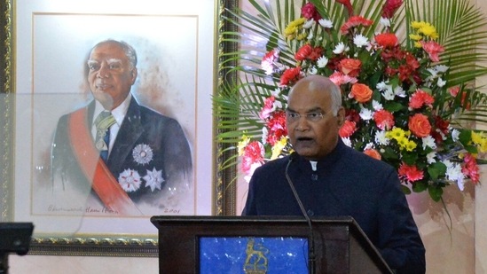 President Ram Nath Kovind attended a state banquet hosted by Sir Patrick Allen, Governor General of Jamaica.(Twitter @rashtrapatibhvn) President Ram Nath Kovind attended a state banquet hosted by Sir Patrick Allen, Governor General of Jamaica.(Twitter @rashtrapatibhvn)