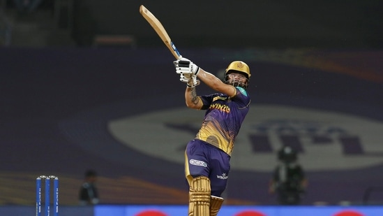 Rinku Singh of Kolkata Knight Riders plays a shot against Lucknow Super Giants(IPL)