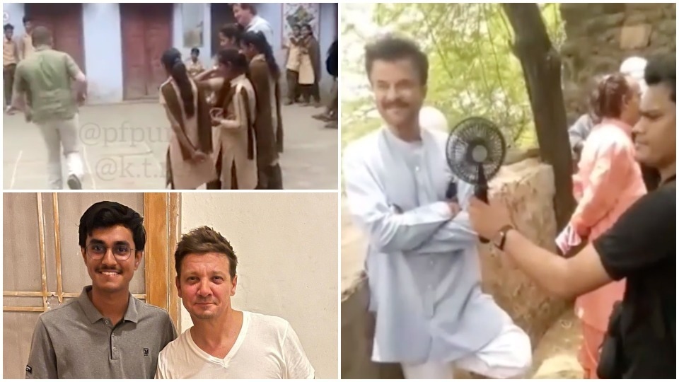 Anil Kapoor and Jeremy Renner shooting and clicking pictures with a fan in Rajasthan.