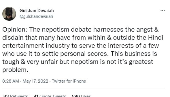 Gulshan Devaiah on nepotism.