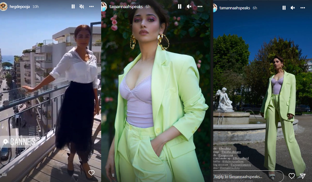 Pooja Hegde and Tamannaah Bhatia in Cannes.&nbsp;