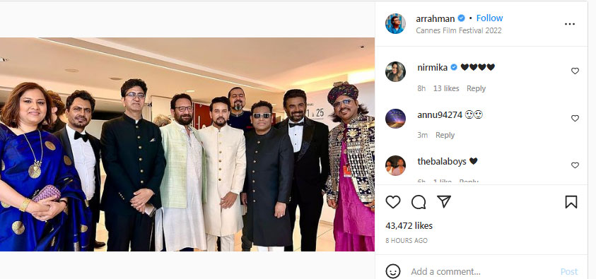 AR Rahman also shared a group photo.&nbsp;