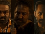 Kamal Haasan, Vijay Sethupathi, and Fahadh Faasil in the trailer of Vikram. Kamal Haasan, Vijay Sethupathi, and Fahadh Faasil in the trailer of Vikram.