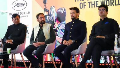 Cannes, May 19 (ANI): Union Information and Broadcasting Minister Anurag Thakur with Central Board of Film Certification member Prasoon Joshi,Filmmaker Shekhar Kapur and others at the India Forum, "India: The content hub of the world" at Cannes Film Festival 2022, in Cannes on Thursday. (ANI Photo/PIB India) (ANI) Cannes, May 19 (ANI): Union Information and Broadcasting Minister Anurag Thakur with Central Board of Film Certification member Prasoon Joshi,Filmmaker Shekhar Kapur and others at the India Forum, "India: The content hub of the world" at Cannes Film Festival 2022, in Cannes on Thursday. (ANI Photo/PIB India) (ANI)