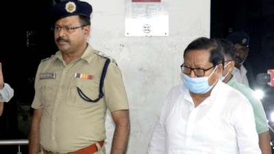 West Bengal minister Paresh Adhikary arrives at the CBI office, to appear before the investigation agency, in alleged illegal teachers recruitment scam case, in Kolkata. (ANI Photo) (Saikat Paul) West Bengal minister Paresh Adhikary arrives at the CBI office, to appear before the investigation agency, in alleged illegal teachers recruitment scam case, in Kolkata. (ANI Photo) (Saikat Paul)