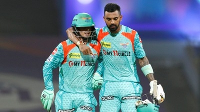 Quinton de Kock (L) with KL Rahul. (PTI) Quinton de Kock (L) with KL Rahul. (PTI)