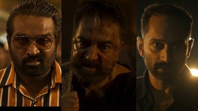 Kamal Haasan, Vijay Sethupathi, and Fahadh Faasil in the trailer of Vikram. Kamal Haasan, Vijay Sethupathi, and Fahadh Faasil in the trailer of Vikram.