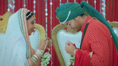 Anuj and Anupama at their wedding.