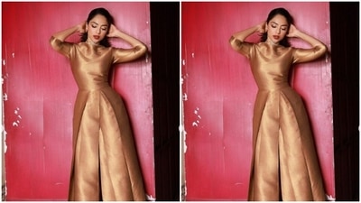 Styled by fashion stylist Siddhi H. Dolas, Sobhita wore her tresses open in back brushed strokes as she posed like a diva. (Instagram/@sobhitad)