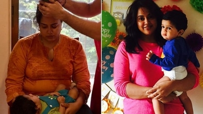 Sameera Reddy with her son, Hans. Sameera Reddy with her son, Hans.