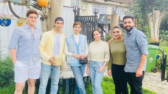 Actors Khushi Kapoor and Vedang Raina with their fans in Ooty.