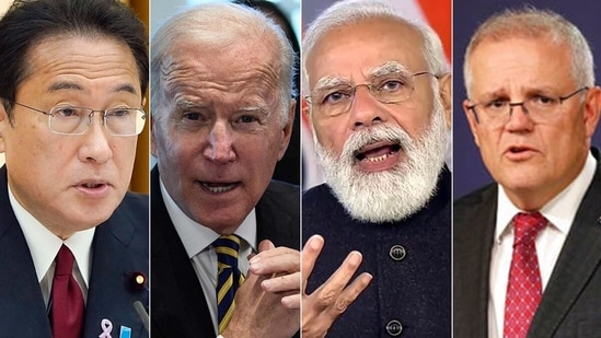 Leaders of Quad member countries: Japan PM Fumio Kishida, US President Joe Biden, Prime Minister Narendra Modi and Australian PM Scott Morrison. Leaders of Quad member countries: Japan PM Fumio Kishida, US President Joe Biden, Prime Minister Narendra Modi and Australian PM Scott Morrison.