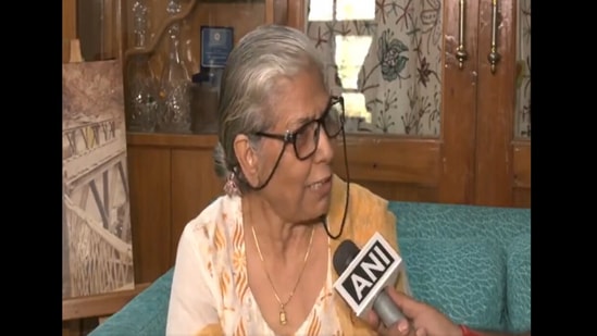 Nirmal Khanna, the wife of the late Indian Air Force (IAF) squadron leader Ravi Khanna.(ANI video screengrab)