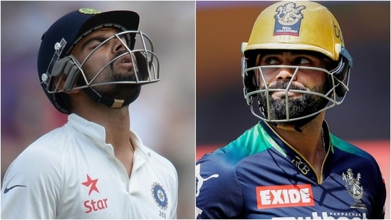Virat Kohli during 2014 England tour (L); Kohli in IPL 2022(REUTERS/IPL) Virat Kohli during 2014 England tour (L); Kohli in IPL 2022(REUTERS/IPL)