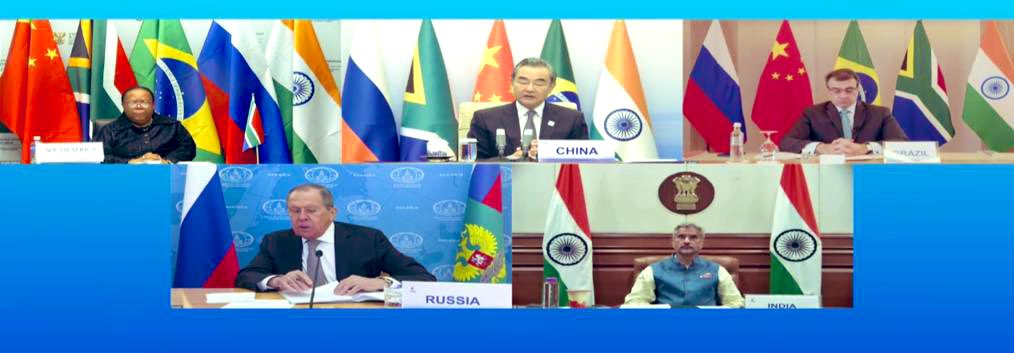 Foreign ministers address the BRICS meet virtually on Thursday. (Twitter @DrSJaishankar) Foreign ministers address the BRICS meet virtually on Thursday. (Twitter @DrSJaishankar)