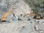 The rescue operation is still underway at the site where a portion of an under-construction tunnel collapsed in Jammu and Kashmir's Ramban district. (Photo by Waseem Andrabi/Hindustan Times)