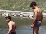 Kunal Kemmu and Ishaan Khatter took a dip in ice cold water during their bike trip. Kunal Kemmu and Ishaan Khatter took a dip in ice cold water during their bike trip.