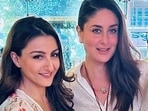 Soha Ali Khan with Kareena Kapoor during a reading session of her book Inni and Bobo. 