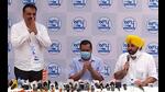 Kunwar Vijay Pratap Singh, the Amritsar North Aam Aadmi Party MLA, with party leader Arvind Kejriwal and chief minister Bhagwant Mann after joining the AAP last year. The 1998-batch IPS officer opted for premature retirement on April 9 , 2021, after the Punjab and Haryana high court quashed the probe report filed by the SIT led by him into the Kotkapura firing. (HT file photo) Kunwar Vijay Pratap Singh, the Amritsar North Aam Aadmi Party MLA, with party leader Arvind Kejriwal and chief minister Bhagwant Mann after joining the AAP last year. The 1998-batch IPS officer opted for premature retirement on April 9 , 2021, after the Punjab and Haryana high court quashed the probe report filed by the SIT led by him into the Kotkapura firing. (HT file photo)