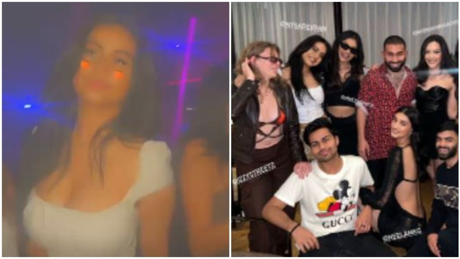 Nyssa Division feiert mit ihren Freunden im Londoner Club und posiert lächelnd für Fotos