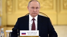 Russian President Vladimir Putin attends the Collective Security Treaty Organisation (CSTO) summit at the Kremlin in Moscow, Russia May 16, 2022. (Sputnik/Sergei Guneev/Pool via REUTERS)