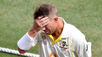Australia's David Warner reacts after losing his wicket&nbsp; (Reuters)