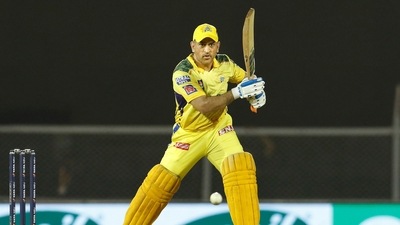 Mumbai: CSK captain MS Dhoni plays a shot during T20 cricket match 68 of the Indian Premier League 2022 (IPL season 15), between Rajasthan Royals and Chennai Super Kings, at the Brabourne Stadium (CCI) in Mumbai, Friday, May 20, 2022. (Sportzpics for IPL/PTI Photo)(PTI05_20_2022_000235B) (PTI) Mumbai: CSK captain MS Dhoni plays a shot during T20 cricket match 68 of the Indian Premier League 2022 (IPL season 15), between Rajasthan Royals and Chennai Super Kings, at the Brabourne Stadium (CCI) in Mumbai, Friday, May 20, 2022. (Sportzpics for IPL/PTI Photo)(PTI05_20_2022_000235B) (PTI)