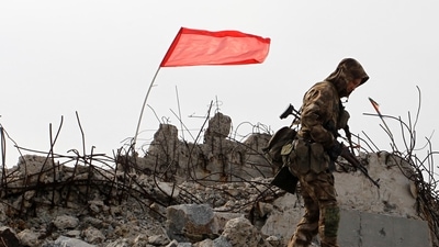 FILE PHOTO: A serviceman of the self-proclaimed Donetsk People’s Republic (DNR) walks at the damaged war memorial complex Savur-Mohyla during a ceremony marking the 75th anniversary of the liberation of the Donbas region from the Nazi occupation during World War Two, (REUTERS)